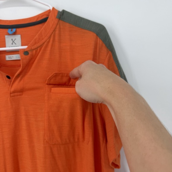 Kitsbow Mens Peformance Cycling Henley Orange Gray T Shirt Size XL Wool - Picture 6 of 8